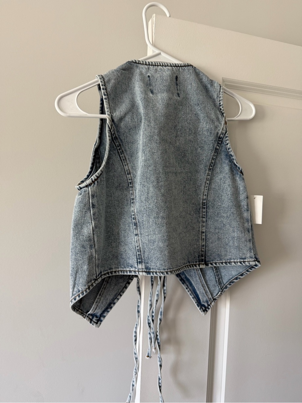 Ashley By 26 International Light Blue Denim Tie-Front Vest - Picture 2 of 3